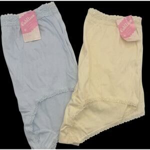 Vtg Cotillion Panties Size 7 Lot of 2 Cotton Lace Briefs Yellow Blue Granny New